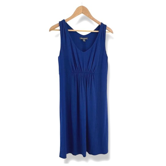 Tommy Bahama Navy Blue Tambour Shirred V-Neck Dress Size M Soft Knit Summer - Picture 7 of 8